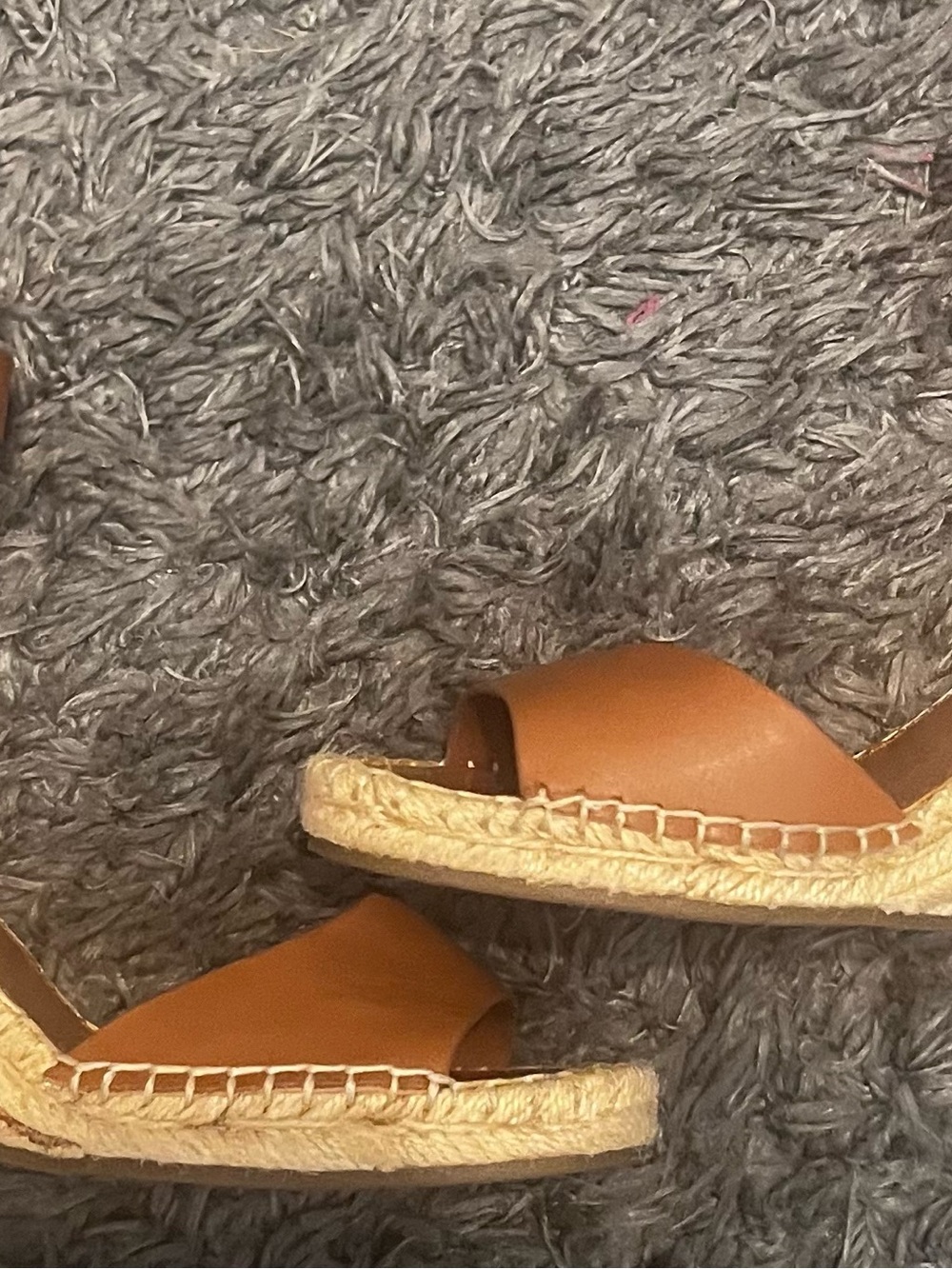 Vince Camuto Cognac Leather Espadrille Wedge Sandals - Picture 4 of 6